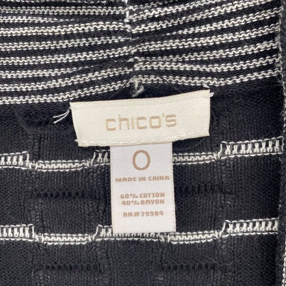 Chicos Sweater Womens 0 US Small Black White Striped Knit Cardigan Open Front - Picture 5 of 9